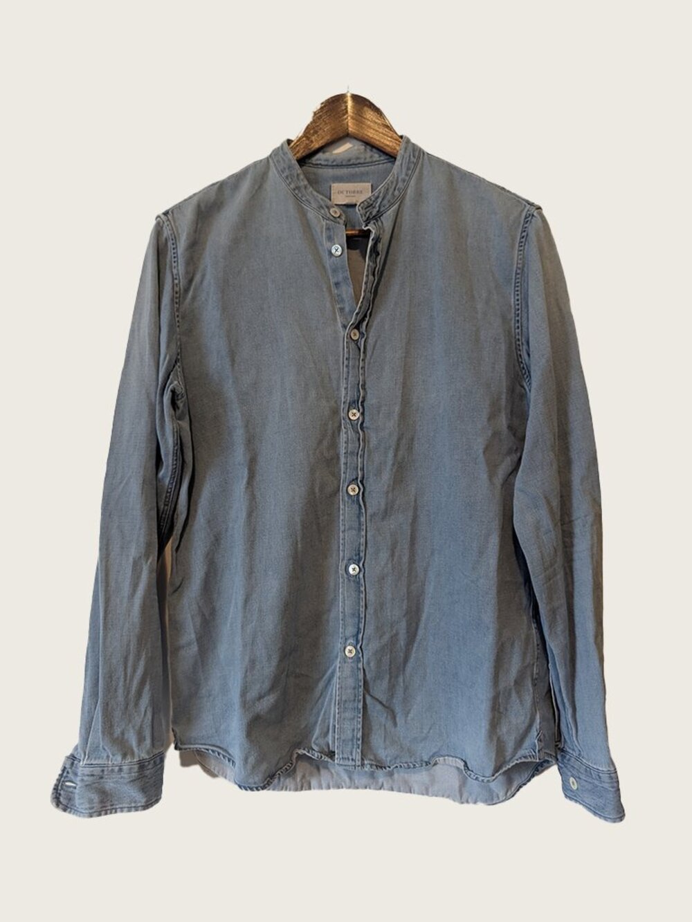 OCTOBRE EDITIONS - Collarless denim shirt - Sz M